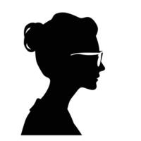 perfil silueta de mujer con bollo peinado vector