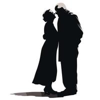 Elderly couple kissing silhouette design isolated on white background. People silhouette on white background. vector