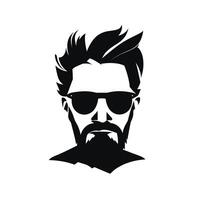 Silhouette of Bearded Man with Sunglasses vector