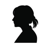 Elegant Young Woman Profile Silhouette with Ponytail vector