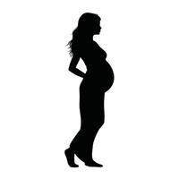 silueta de embarazada mujer en perfil ver vector