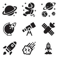A set of space icons in a trendy linear style vector