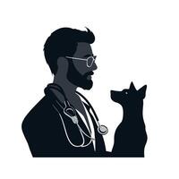 Veterinarian Silhouette with Dog vector