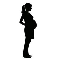 Elegant pregnant woman silhouette posing gracefully vector