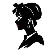 Elegant Woman Silhouette with Bow and Earring vector