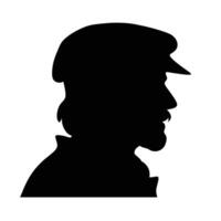 Classic Male Silhouette with Hat in Profile vector