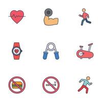 A set of Health and Fitness icons and badges in a trendy linear style vector