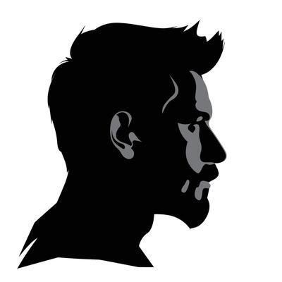 Detailed Profile Silhouette of a Man with Facial Features