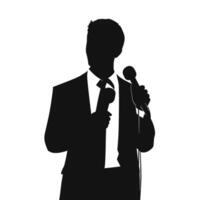 Silhouette of Man Giving Speech at Event vector
