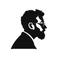 Silhouette of Bearded Man with Glasses vector