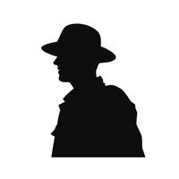 Silhouette of Mysterious Man with Hat and Coat vector