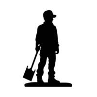 Silhouette of Worker with Shovel vector