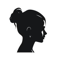 Elegant Woman Profile Silhouette with Updo and Earring vector
