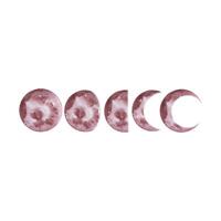 Set of watercolor red moon vector