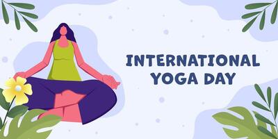 international yoga day horizontal banner illustration vector