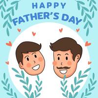 happy father's day with son and dad illustration in flat style vector