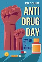 flat design anti drug day vertical banner illustration vector