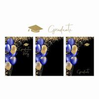 Blue Golden Frame Graduate card vector