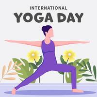 internacional yoga día ilustración con un mujer práctica yoga actitud vector