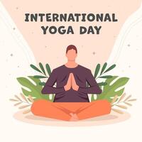 internacional yoga día ilustración con un hombre práctica yoga vector