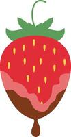 Strawberry Coated Chocolate in Flat Cartoon Design. Melted Chocolate. Isolated Illustration. vector