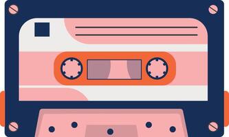 Retro Cassette with Classic Style. 80s Pop Songs and Stereo Music Cassettes. Isolated Icon vector