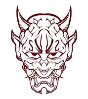 Illustration of a Japanese Hannya mask. Perfect for stickers, icons, logos, posters, banners vector