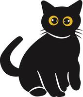 International Cat Day Silhouette with Yellow Eyes. Isolated Cartoon Illustration vector