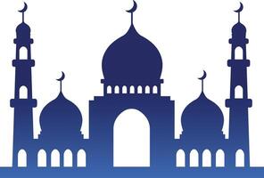 Silhouette of Islamic Mosque on White Background. Color Gradient. Illustration in Flat Style vector