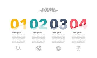 4 steps or process infographic number design template. vector