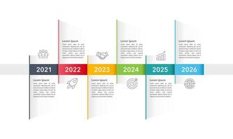 6 years timeline of business design template. Business presentation, Roadmap, Milestone and Business planning. vector