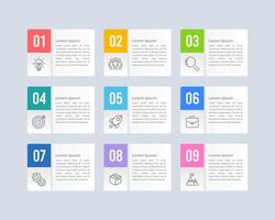 9 options or steps Infographic design template. vector