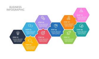 Infographic design 10 processes or steps. vector