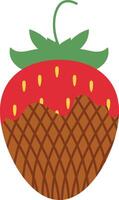 Strawberry Coated Chocolate in Flat Cartoon Design. Melted Chocolate. Isolated Illustration. vector