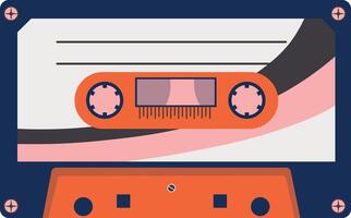 Retro Cassette with Classic Style. 80s Pop Songs and Stereo Music Cassettes. Isolated Icon vector