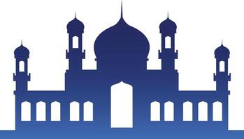 Silhouette of Islamic Mosque on White Background. Color Gradient. Illustration in Flat Style vector