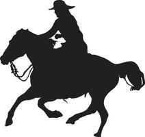 Cowboy Silhouette with Horse and Lasso. Illustration Design. vector