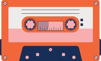 Retro Cassette with Classic Style. 80s Pop Songs and Stereo Music Cassettes. Isolated Icon vector