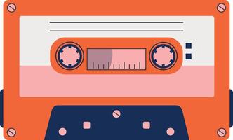 Retro Cassette with Classic Style. 80s Pop Songs and Stereo Music Cassettes. Isolated Icon vector