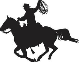 Cowboy Silhouette with Horse and Lasso. Illustration Design. vector