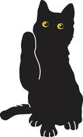 Happy International Cat Day Silhouette Isolated on White Background. with Kawaii Yellow Eyes. Illustration Design vector