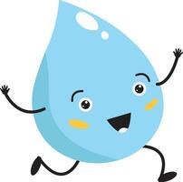 Illustration of Cute Cartoon Water Drop Character. Isolated on White Background vector