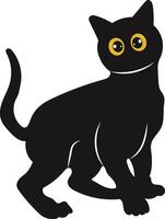 International Cat Day Silhouette with Yellow Eyes. Isolated Cartoon Illustration vector