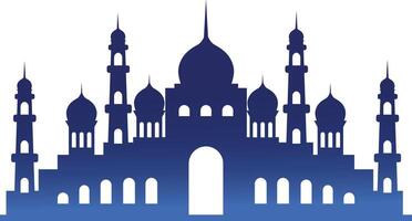 Silhouette of Islamic Mosque on White Background. Color Gradient. Illustration in Flat Style vector