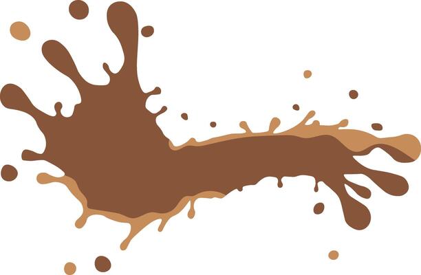 Chocolate Splash in Cartoon Style. Droplet Chocolate. Illustration on White Background