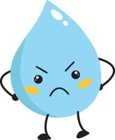 Illustration of Cute Cartoon Water Drop Character. Isolated on White Background vector