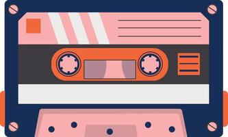 retro casete con clásico estilo. Años 80 popular canciones y estéreo música casetes aislado icono vector