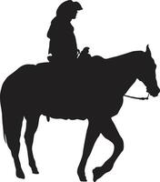 Cowboy Silhouette with Horse and Lasso. Illustration Design. vector