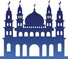 Silhouette of Islamic Mosque on White Background. Color Gradient. Illustration in Flat Style vector