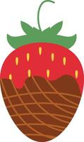 Strawberry Coated Chocolate in Flat Cartoon Design. Melted Chocolate. Isolated Illustration. vector